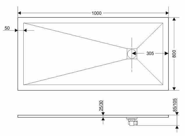 Душевой поддон Grossman Strong GR-S180100Q 100x80см белый