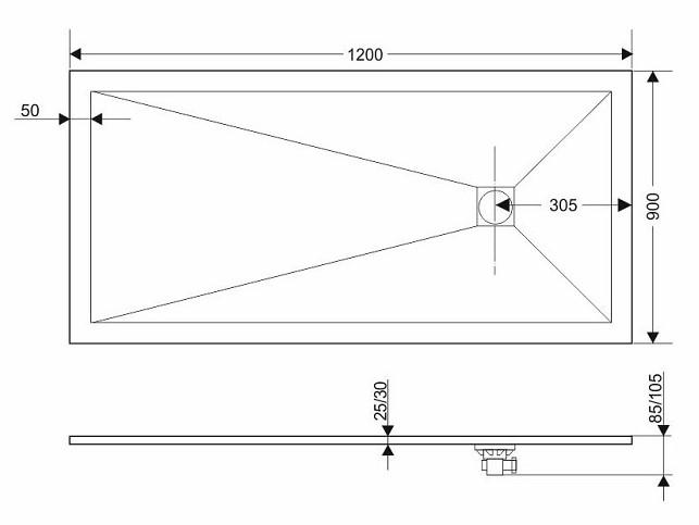 Душевой поддон Grossman Strong GR-S190120Q 120x90см белый