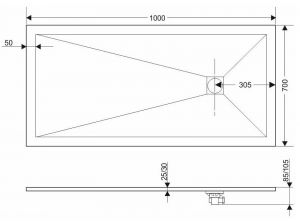Душевой поддон Grossman Strong GR-S270100Q 100x70см графит