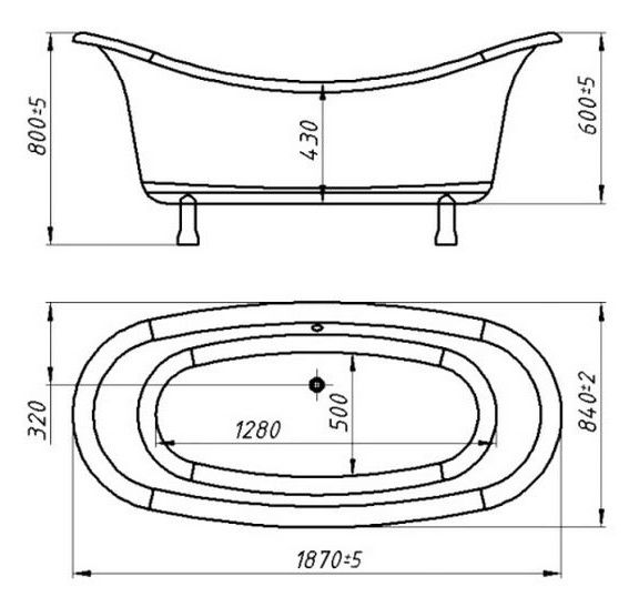 Ванна из искусственного камня AquaStone Оливия 180x90см ножки золото