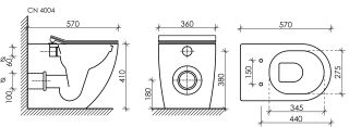 Приставной унитаз Ceramica Nova Metropol CN4004 безободковый белый Приставной унитаз Ceramica Nova Metropol CN4004 безободковый белый