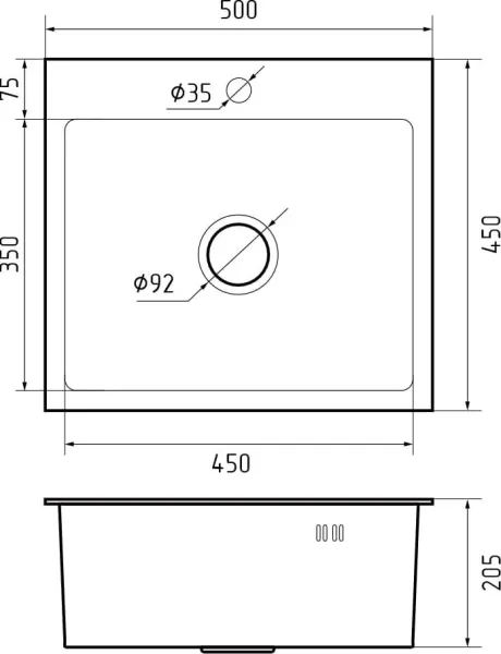 Мойка кухонная GranFest METAL 5045 PVD графит Мойка кухонная GranFest METAL 5045 PVD графит