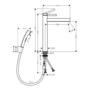 Смеситель для раковины Hansgrohe Finoris 76220670 с гигиеническим душем и донным клапаном Push-Open