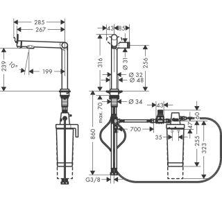 Смеситель Hansgrohe Aqittura M91 76804800 для кухни с подключением к фильтру