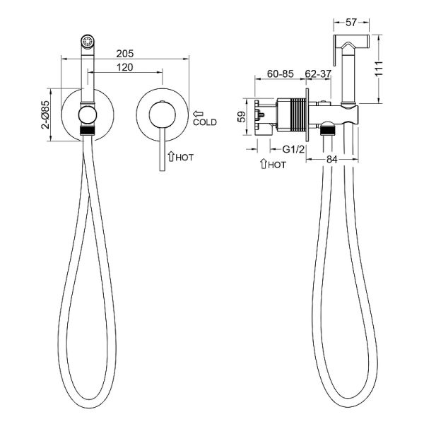 Гигиенический душ со смесителем Timo Saona 2339/13SM никель матовый