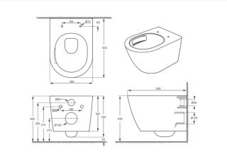 Унитаз подвесной безободковый (торнадо) D&K Rhein.Bach 500*360*350мм, сиденье микролифт, белый (DT1476516)