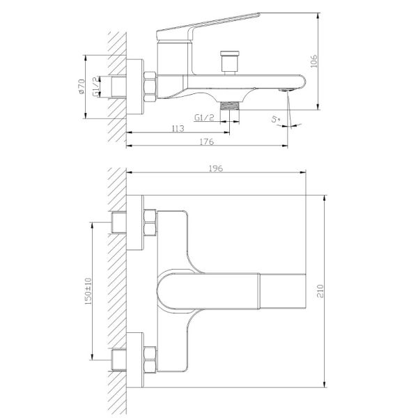 Смеситель Orange Gauss M30-100b для ванны и душа
