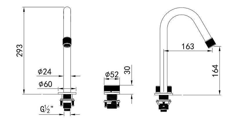 Смеситель для раковины Black&White Gravity 7108GM оружейная сталь