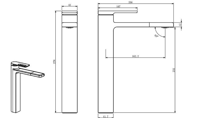Смеситель для раковины Black&White Gravity 7203С хром