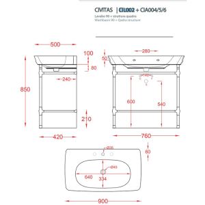 Раковина ArtCeram Civitas CIL002 03 00 nero *1 черная 90 см