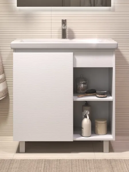 Тумба под раковину напольная Vigo Milos 318 80 см поставляется в разобранном виде белый