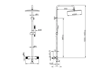 Душевая стойка Boheme 468-T-INOX нержавеющая сталь