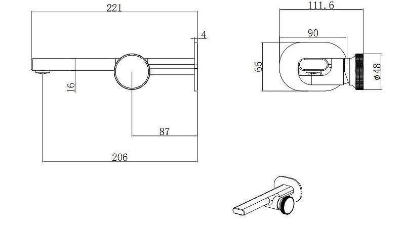 Смеситель для раковины Black&White Gravity 7407GM оружейная сталь