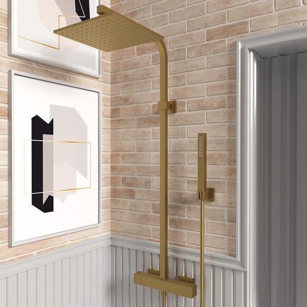 Душевая стойка Paini Dax-R 84PJ689TH с термостатом матовое золото