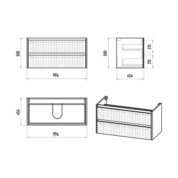 Подвесная тумба под раковину Brevita Riva 100 УТ000026199 белый