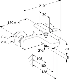 Смеситель для ванны Kludi Renon 42691N175 брашированная бронза