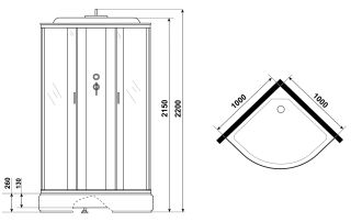 Душевая кабина Niagara NG-6702-14P 100x100см чёрный/прозрачное