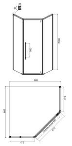 Душевой уголок Ambassador Ritz 112011203 100x100см чёрный/прозрачное