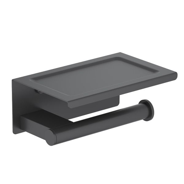 Бумагодержатель Timo Luiro 18543/03 с полкой чёрный матовый