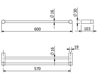Полотенцедержатель Kludi Vela R 58988N1 60 см брашированная бронза