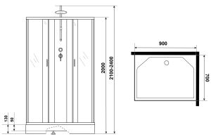 Душевая кабина Niagara NG-43975-14QBKT 90x70см серебро/матовое