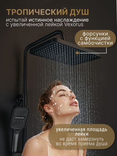 Душевая стойка Vexorus Design B8031.BL чёрный матовый