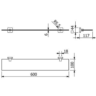 Полка стеклянная Kludi Vela S 25973N5 60 см брашированный никель