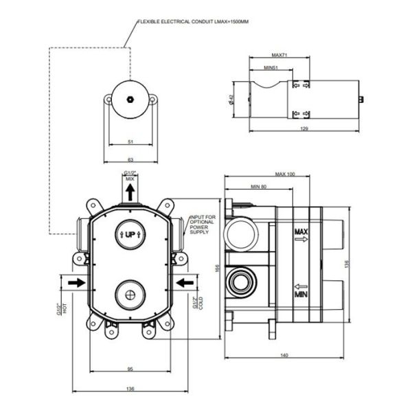 Скрытая часть для электронного удаленного управления Gessi 44679.031