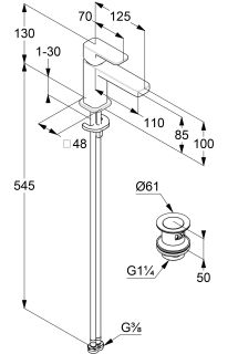 Смеситель для раковины Kludi Renon 42267N275 сталь оружейная брашированная