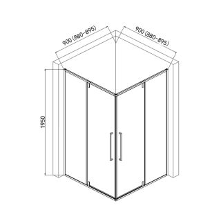 Душевой уголок AQUAme AQM7102-9 90x90 см профиль чёрный матовый стекло прозрачное