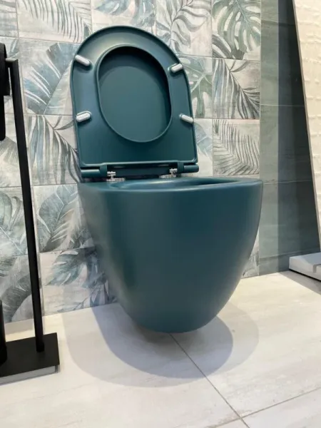 Подвесной унитаз Isvea Infinity 10NF02001SV-2P безободковый крышка микролифт изумрудный матовый