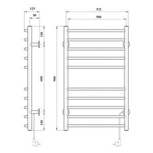 Полотенцесушитель электрический Domoterm Аврора DMT 109-10 50x90 EK R хром