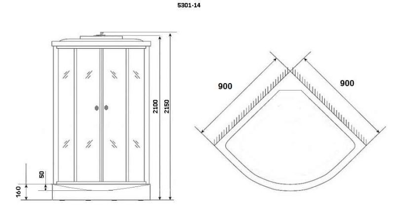 душевая кабина Niagara NG-5301-14 90х90х215