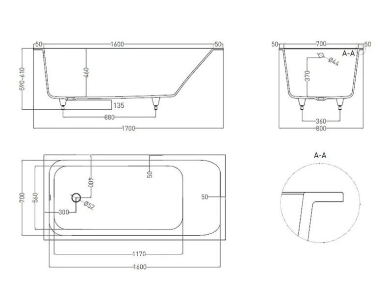 Ванна из искусственного камня Salini Orlanda Kit S-Sense 102116M 170x80см белый матовый Ванна из искусственного камня Salini Orlanda Kit S-Sense 102116M 170x80см белый матовый