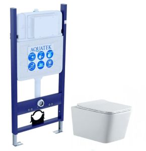 Комплект SET AQUATEK ЛИБРА N-14: рама Aquatek Standard INS-0000014 унитаз Либра New AQ0530N-00 с тонким сиденьем soft-close