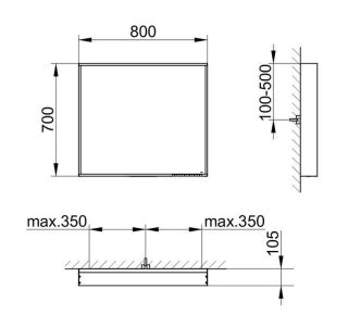 Зеркало для ванны Keuco Plan 33098112500 80 см Зеркало для ванны Keuco Plan 33098112500 80 см