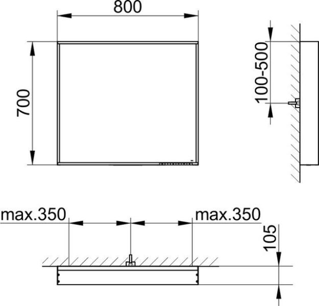 Зеркало с подсветкой Keuco Plan  33095972500 80 см