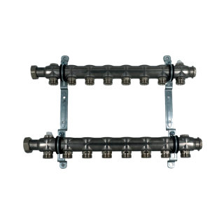 Коллекторная группа, ELSEN, 1, 8 контуров, размер отвода-3/4, PN, бар-6, T°C -от 0 до +90, EMi01.08, без вентилей и расходомеров, нержавеющая сталь