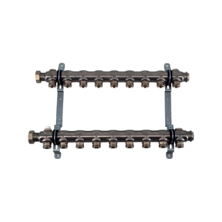 Коллекторная группа, ELSEN, 1, 9 контуров, размер отвода-3/4, PN, бар-6, T°C -от 0 до +90, EMi01.09, без вентилей и расходомеров, нержавеющая сталь