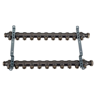 Коллекторная группа, ELSEN, 1, 11 контуров, размер отвода-3/4, PN, бар-6, T°C -от 0 до +90, EMi01.11, без вентилей и расходомеров, нержавеющая сталь