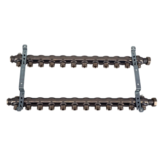 Коллекторная группа, ELSEN, 1, 12 контуров, размер отвода-3/4, PN, бар-6, T°C -от 0 до +90, EMi01.12, без вентилей и расходомеров, нержавеющая сталь