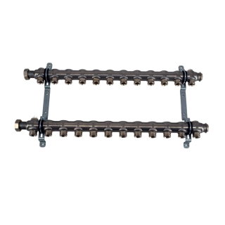 Коллекторная группа, ELSEN, 1, 12 контуров, размер отвода-3/4, PN, бар-6, T°C -от 0 до +90, EMi01.12, без вентилей и расходомеров, нержавеющая сталь