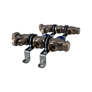 Коллекторная группа, ELSEN, 1, 2 контура, размер отвода-3/4, PN, бар-4, T°C -от 0 до +70, EMi02.02, с вентилями, нержавеющая сталь