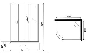 Душевая кабина Niagara NG-2310-14RBK 120x80см серебро/матовое