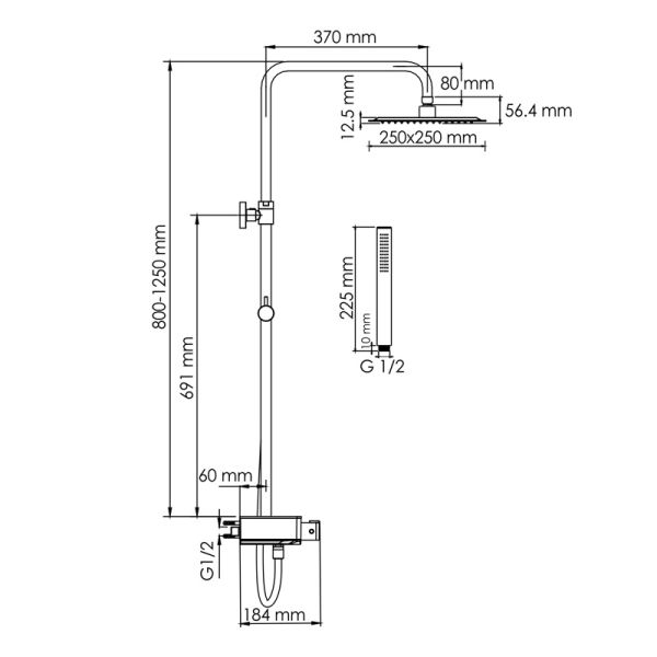 Душевой комплект WasserKRAFT A114.255.217.CB Thermo черный Душевой комплект WasserKRAFT A114.255.217.CB Thermo черный
