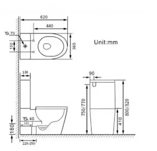 Унитаз напольный SantiLine SL-5014T-SM/BD белый