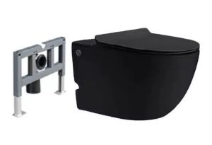 Импульсный унитаз с инсталляцией SantiLine SL-5031MB чёрный матовый