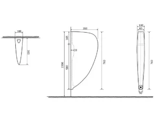 Перегородка для писсуара SantiLine SL-6006 белая