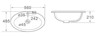 Раковина врезная SantiLine SL-2107 56см белый