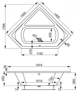 Акриловая ванна VagnerPlast Cavallo Corner VPBA140CAV3X-04 140см белый Акриловая ванна VagnerPlast Cavallo Corner VPBA140CAV3X-04 140см белый